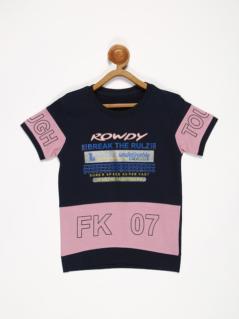 

V2 Value & Variety Boys Blue Typography Printed T-shirt