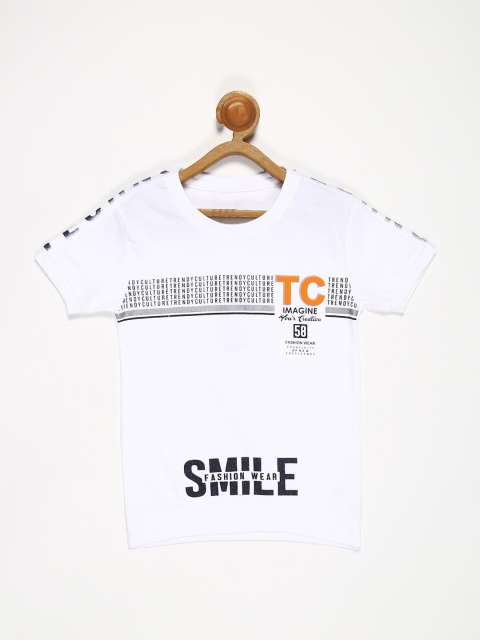 

V2 Value & Variety Boys White Typography Printed Applique T-shirt