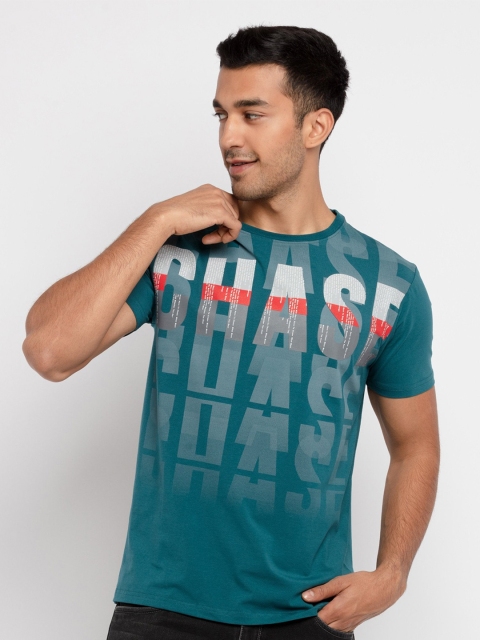 

Status Quo Men Teal Typography Printed T-shirt