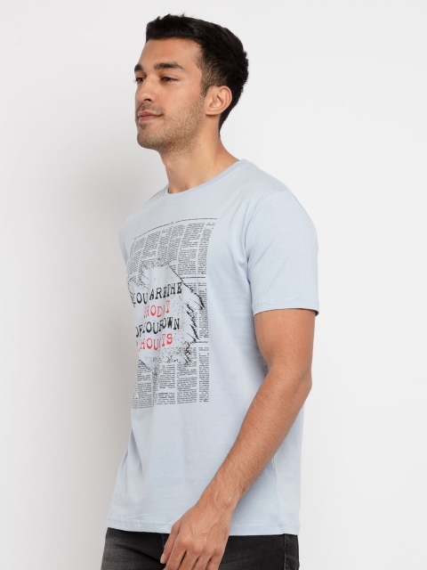 

Status Quo Men Blue Typography Printed T-shirt