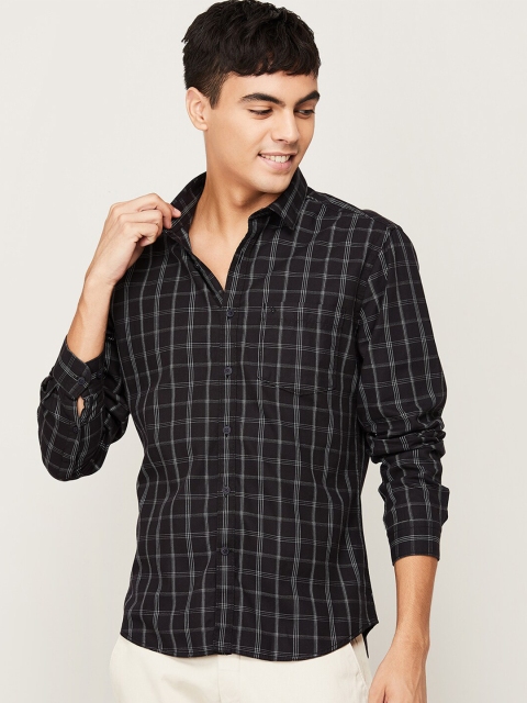 

CODE by Lifestyle Men Black Slim Fit Grid Tattersall Checked Casual Shirt