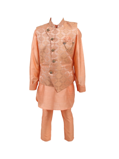 

V-Mart Boys Pink Self-Design Sherwani Set