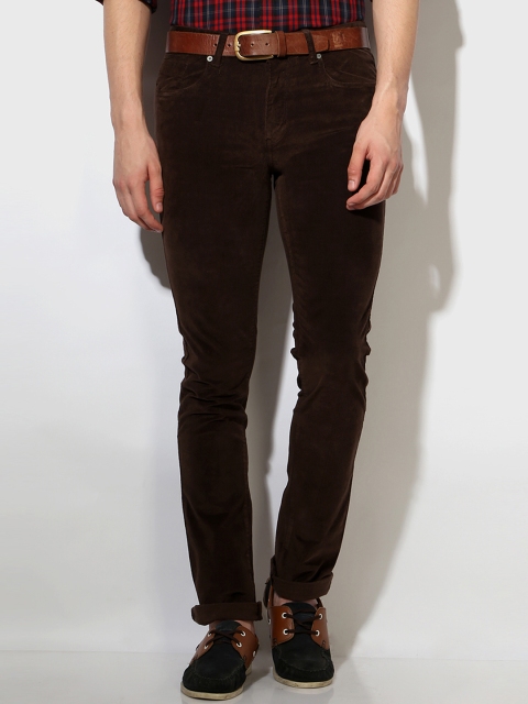 

V Dot by Van Heusen Brown Slim Fit Corduroy Trousers