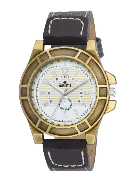 

SWISSTYLE Men White Printed Dial & Black Straps Analogue Wrist Watch SS-GR909-WHT-BLK