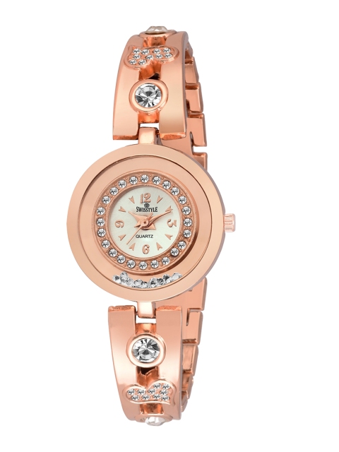 

SWISSTYLE Women White Brass Embellished Dial & Bracelet Style Straps Analogue Watch SS-LR222-WHT-CPR