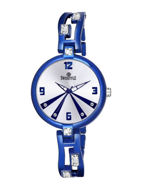 

SWISSTYLE Women Silver-Toned Patterned Dial Bracelet Style Straps Analogue Watch SS-LR702