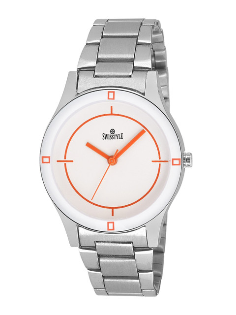 

SWISSTYLE Unisex White Brass Dial & Silver Toned Bracelet Style Straps Analogue Watch