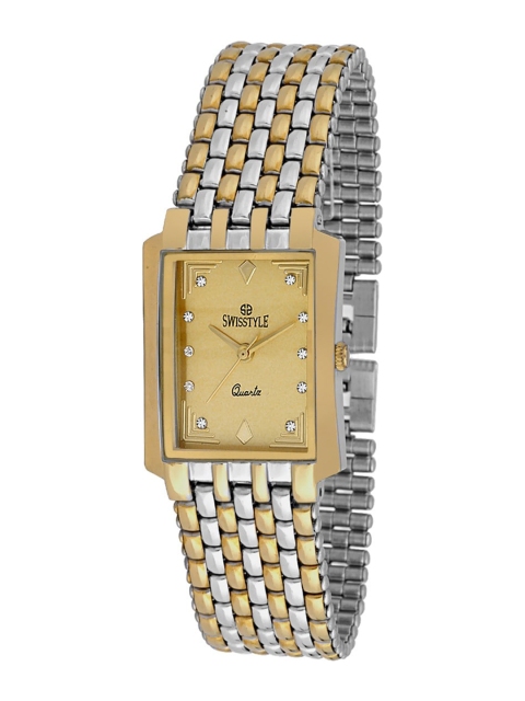 

SWISSTYLE Men Gold-Toned Brass Dial & Bracelet Style Straps Analogue Watch SS-GSQ5001-GLD-CH