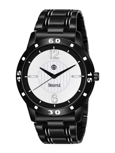 

SWISSTYLE Men White Brass Printed Dial & Black Straps Analogue Watch SS-GR926-WHT-CH