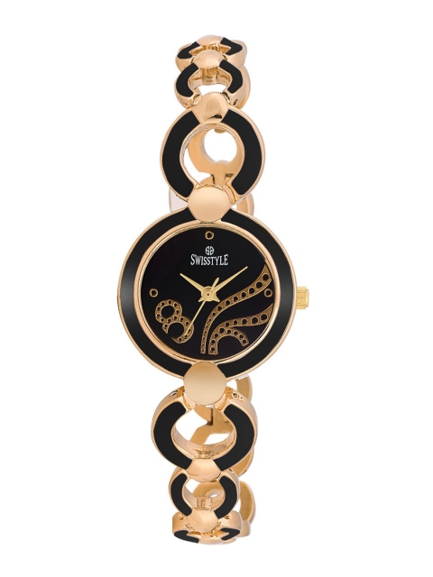 

SWISSTYLE Women Black Brass Printed Dial & Bracelet Style Straps Analogue Watch SS-LR3040-BLK-GCH