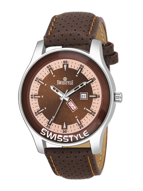 

SWISSTYLE Men Brown Brass Embellished Dial & Straps Analogue Watch SS-GR092-BRW-BRW