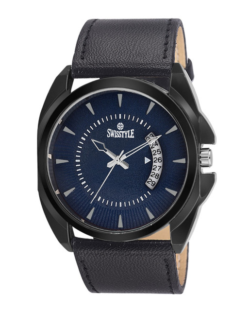 

SWISSTYLE Men Blue Brass Dial & Bracelet Style Straps Analogue Watch SS-GR3031-BLU-BLK