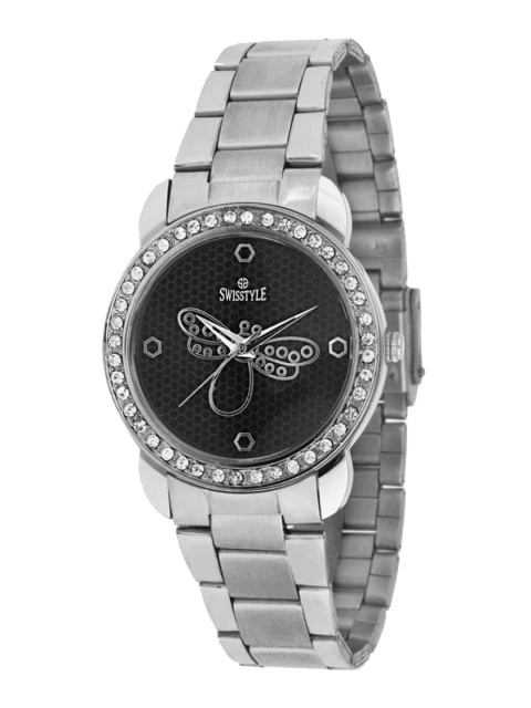 

SWISSTYLE Women Multicoloured Brass Dial & Stainless Steel Straps Analogue Watch SS-LR01211-BLK-CH, Multi