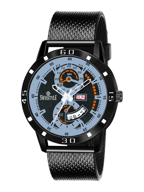 

SWISSTYLE Men Black Brass Printed Dial & Black Straps Analogue Watch SS-GR066