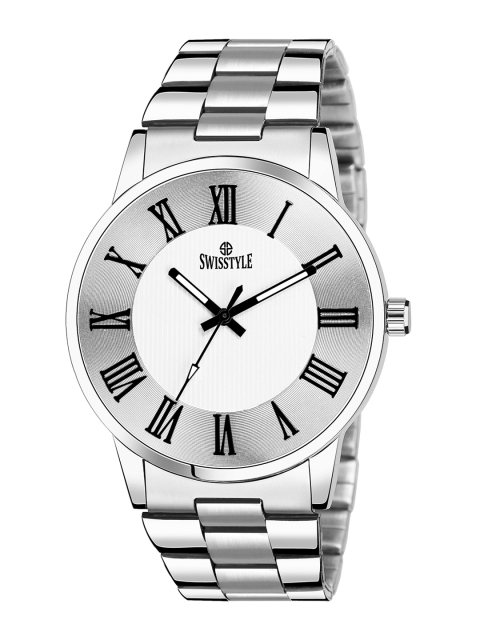 

SWISSTYLE Men White Brass Dial & Silver Toned Straps Analogue Watch