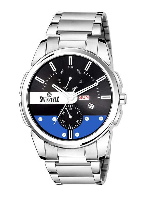 

SWISSTYLE Men Black Brass Dial & Stainless Steel Bracelet Style Straps Analogue Watch SS-GR499-BLK-CH