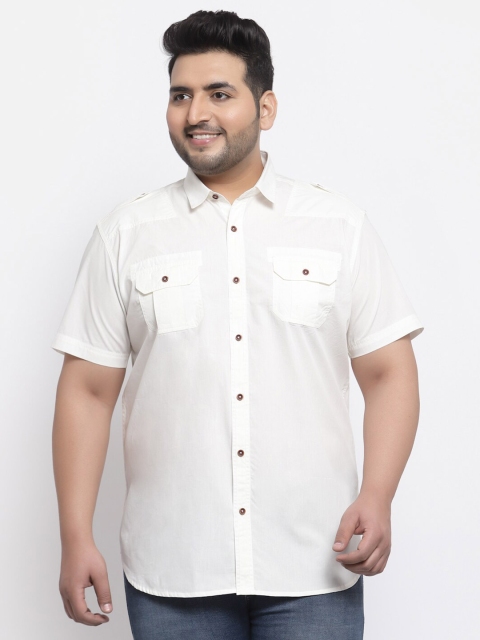 

plusS Men Off White Casual Shirt