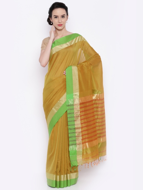 

gocoop Orange Maheshwari Traditional Handloom Saree
