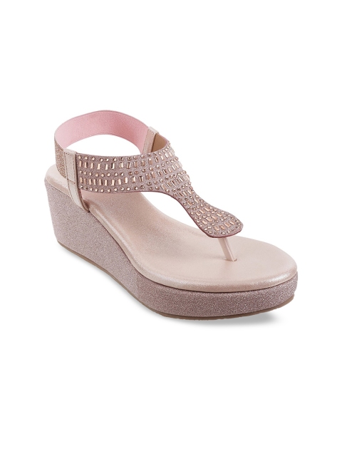 

Metro Women Rose Gold Embellished Wedge Heels