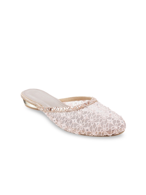 

Metro Women Pink Embellished Mules Flats