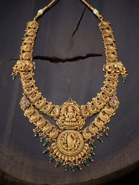 

Kushal's Fashion Jewellery Gold-Toned & Green Silver Rhodium-Plated Necklace