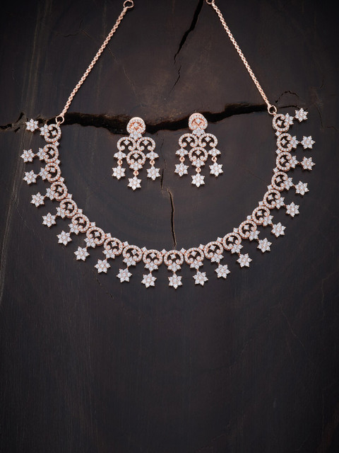 

Kushal's Fashion Jewellery White Copper Rose Gold-Plated Jewellery Set