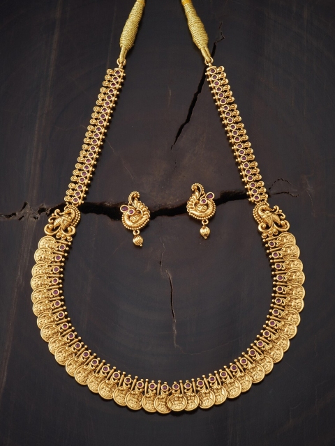 

Kushal's Fashion Jewellery Gold and Red Copper Gold-Plated Jewellery Set
