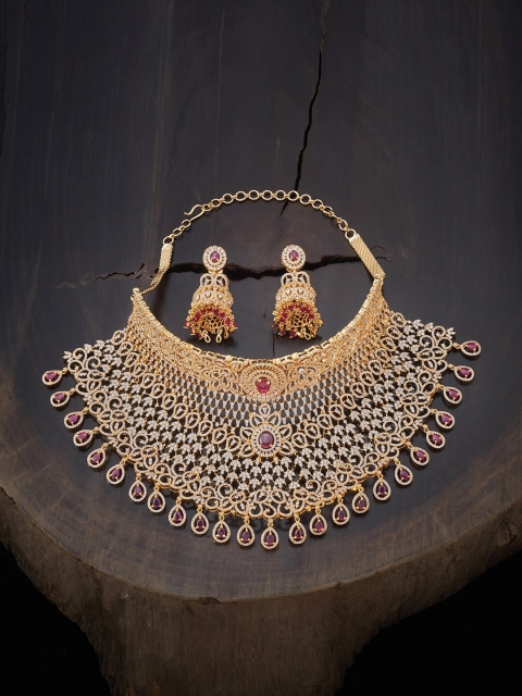 

Kushal's Fashion Jewellery Red Copper Gold-Plated Necklace