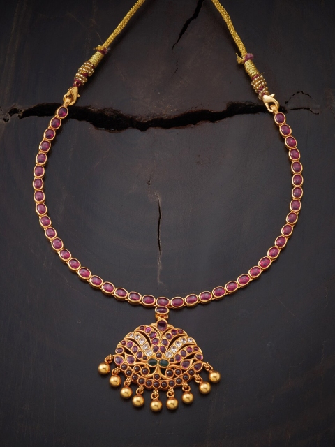 

Kushal's Fashion Jewellery Gold-Toned & Red Silver Gold-Plated Necklace
