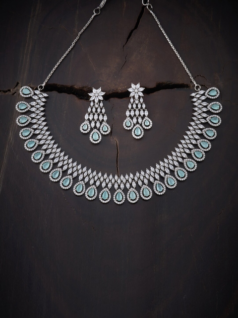 

Kushal's Fashion Jewellery Sea Green Copper Rhodium-Plated Necklace