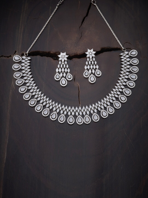 

Kushal's Fashion Jewellery Grey Copper Rhodium-Plated Jewellery Set