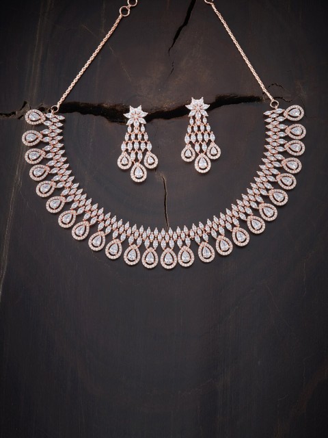 

Kushal's Fashion Jewellery White Copper Rose Gold-Plated Jewellery Set