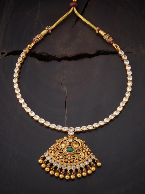 

Kushal's Fashion Jewellery White & Gold-Toned Silver Rhodium-Plated Necklace