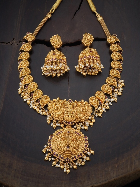 

Kushal's Fashion Jewellery Red Copper Gold-Plated Jewellery Set