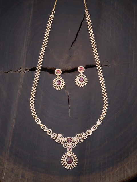 

Kushal's Fashion Jewellery Gold and Red Copper Gold-Plated Jewellery Set