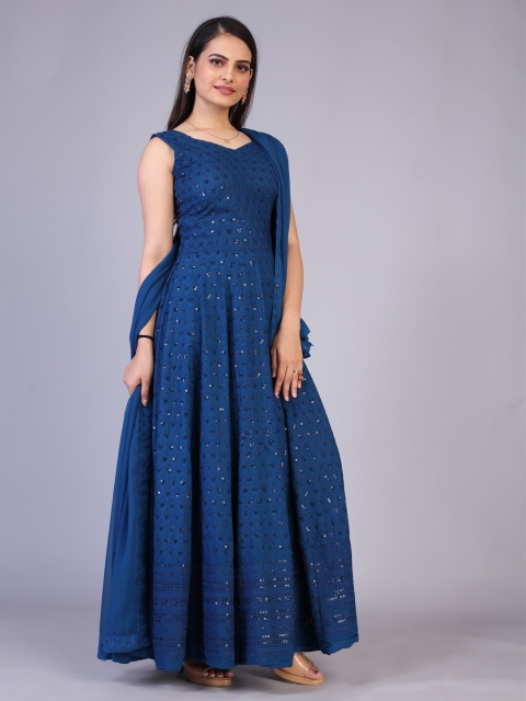 

PRENEA Blue Embellished Maxi Dress