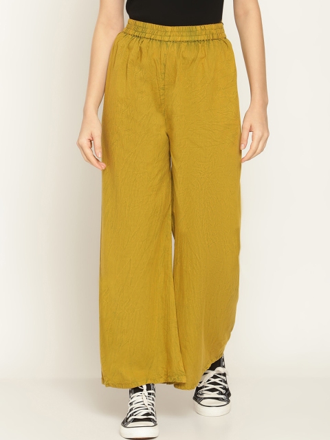 

Aawari Women Green Relaxed High-Rise Trousers