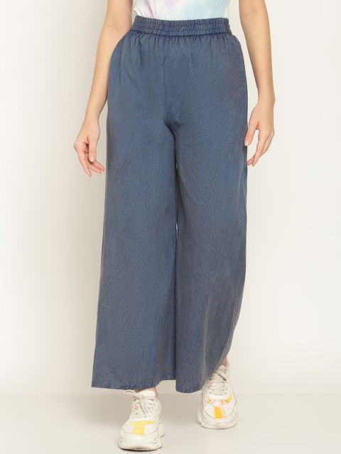 

Aawari Women Blue Relaxed High-Rise Trousers