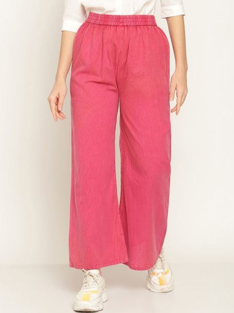 

Aawari Women Pink Relaxed High-Rise Trousers
