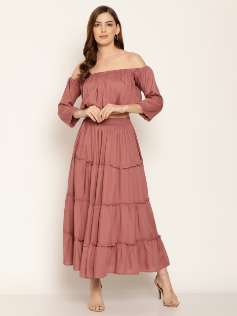 

Aawari Purple Off-Shoulder Maxi Dress