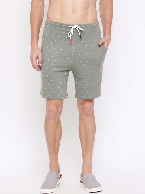 

MKH Men Green Printed Cotton Shorts