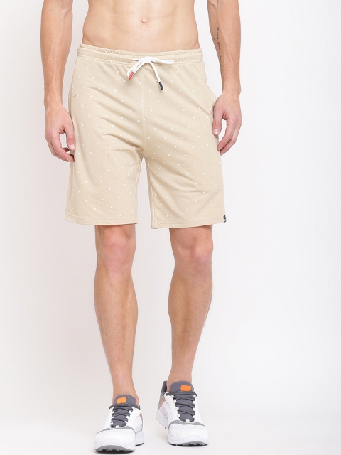 

MKH Men Beige & White Conversational Printed Shorts