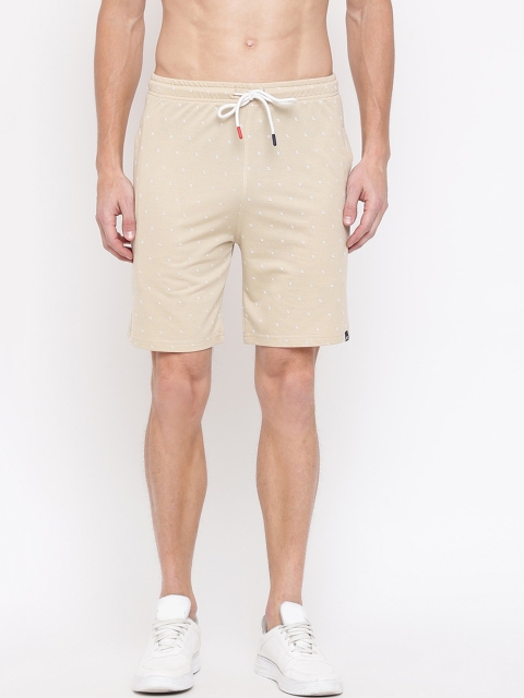

MKH Men Beige Printed Sports Shorts