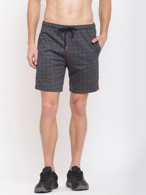 

MKH Men Grey Checked Sports Shorts