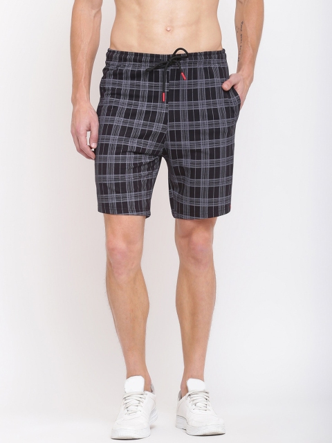 

MKH Men Black Checked Cotton Shorts