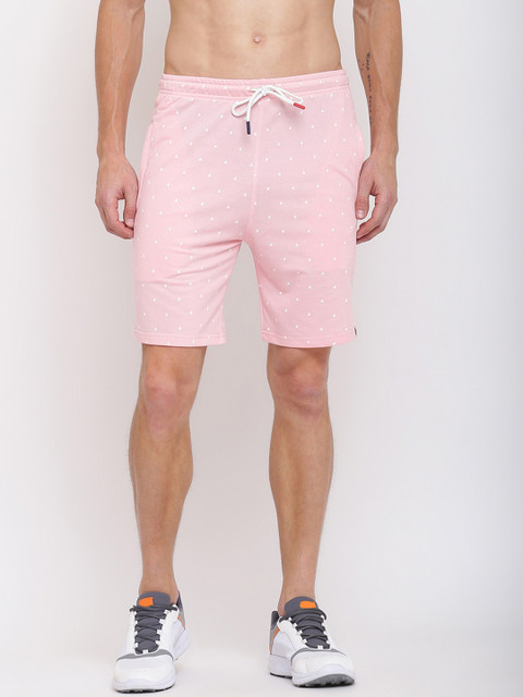 

MKH Men Pink Mid Rise Regular Fit Conversational Printed Sports Shorts