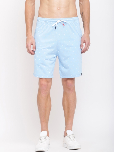 

MKH Men Blue Printed Regular Shorts