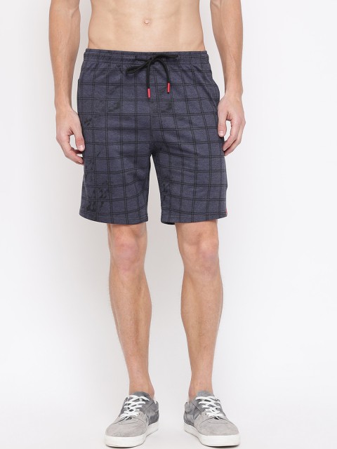 

MKH Men Blue Checked Cotton Shorts