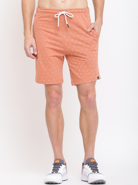 

MKH Men Tan & White Conversational Printed Shorts