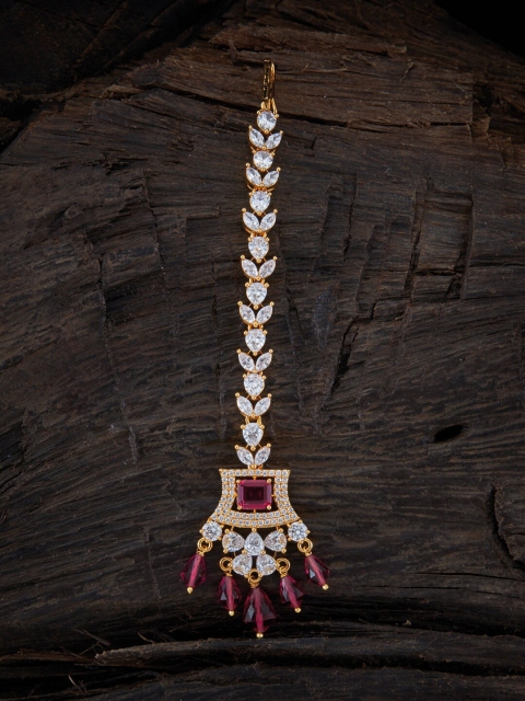 

Kushal's Fashion Jewellery Gold-Plated Red & White Stone-Studded Head Jewellery